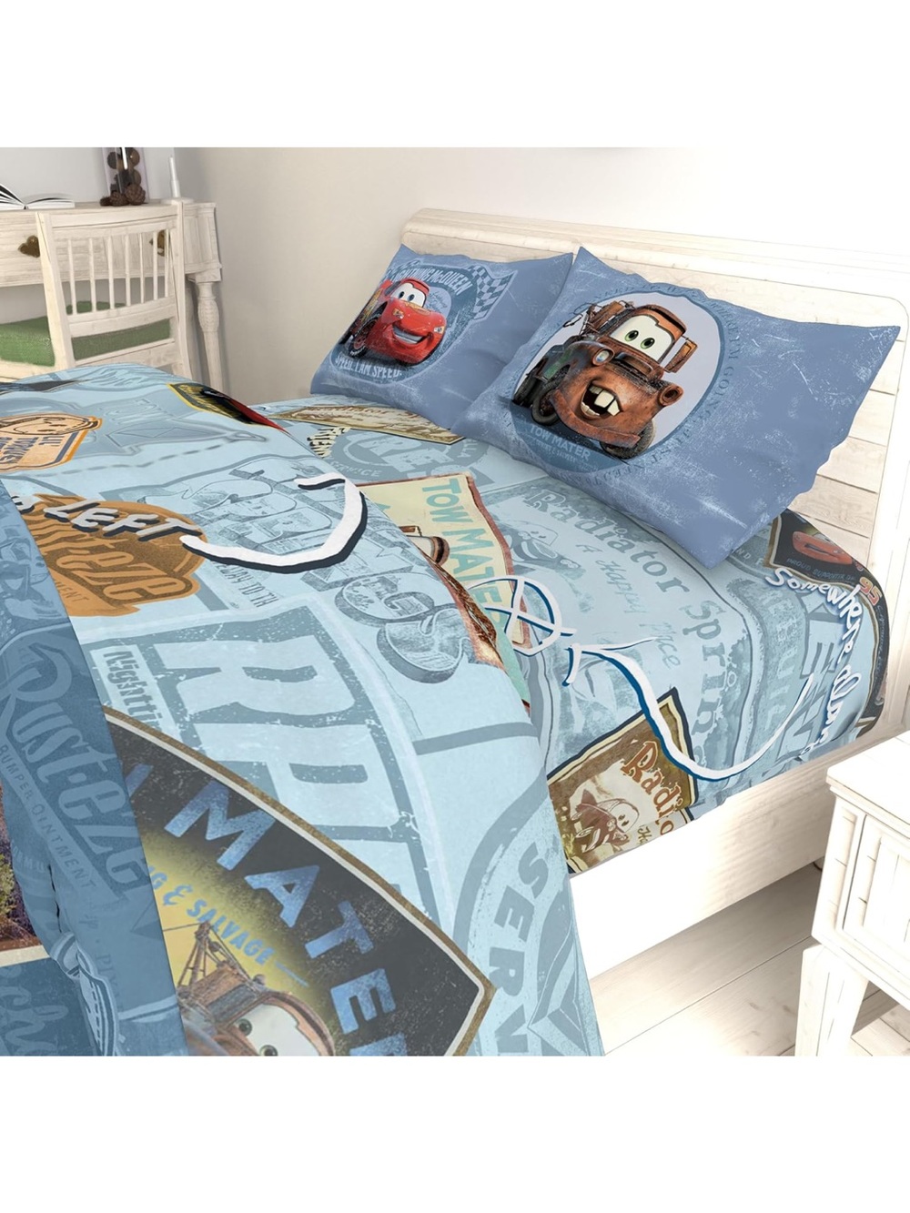 Jay Franco Kids Disney Pixar Cars Full Sheet Set Tow Mater Lightning McQueen